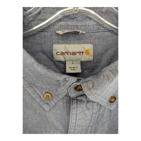 Carhartt blue chambray long sleeve button up relaxed fit. Men's large. - Picture 4 of 6